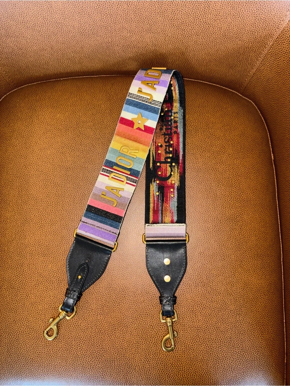 Dior Multicolor Strap with Gold Hardware and black leather